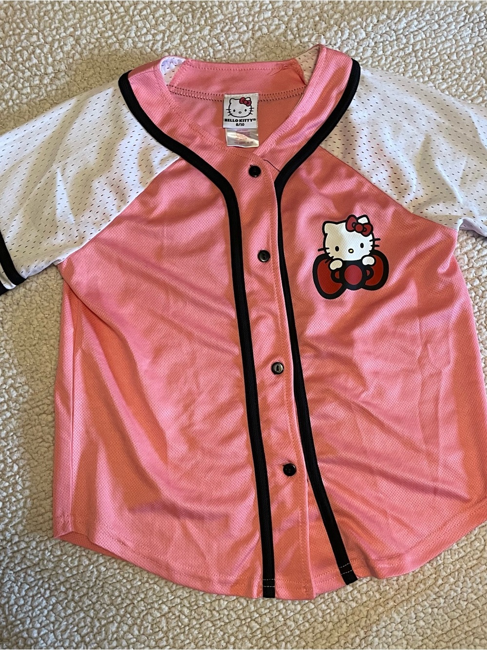 Hello Kitty Girls' Pink Baseball-Style Top. Girl size 8/10